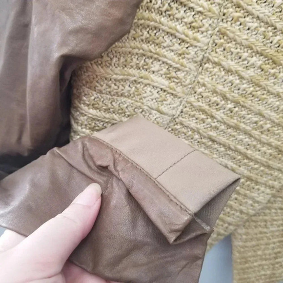 Rudsak Benedetia Straw Leather Cropped Tan  Brown Jacket S - Picture 8 of 14